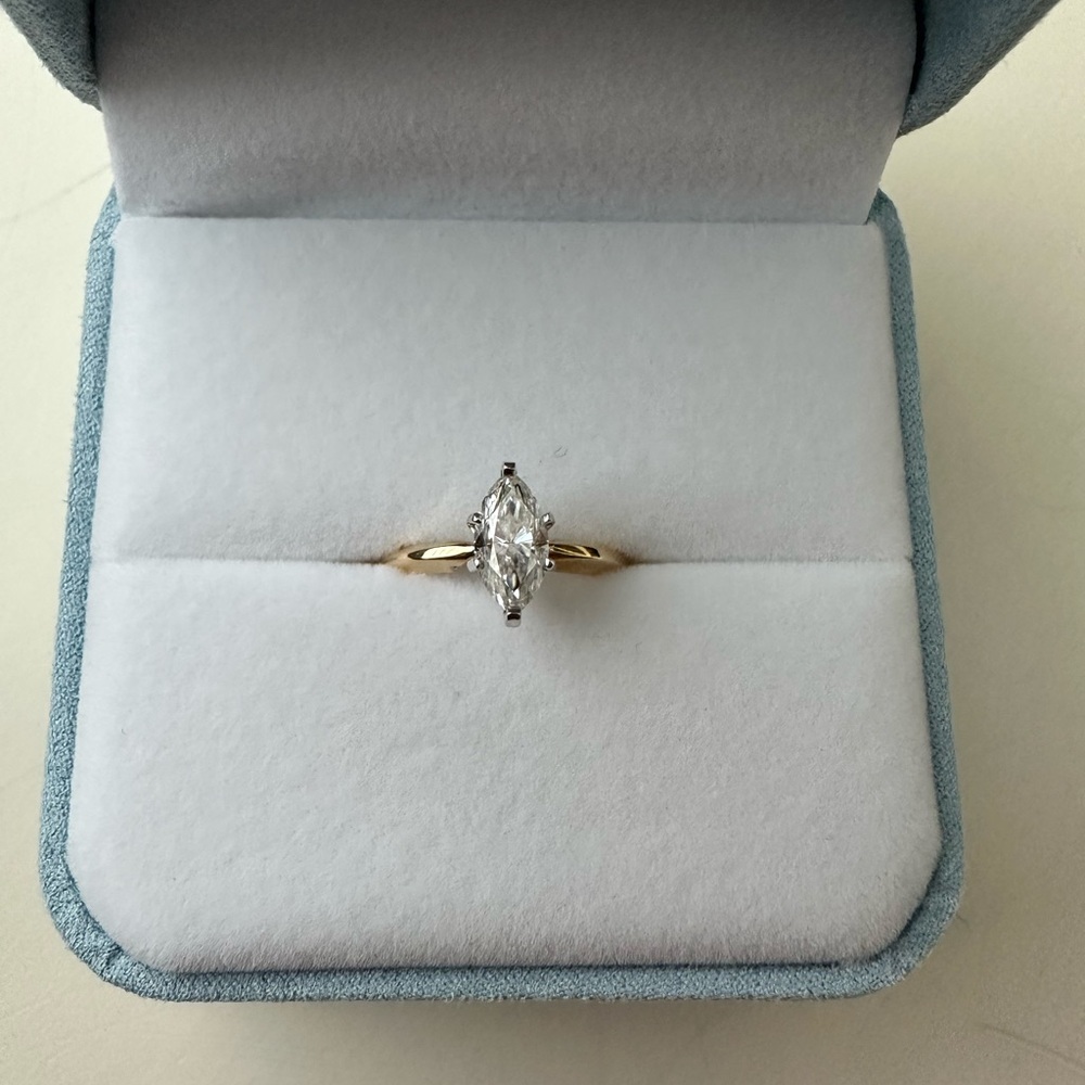 1 ct Charles and Colvard Forever One Moissanite Marquise Solitaire Ring